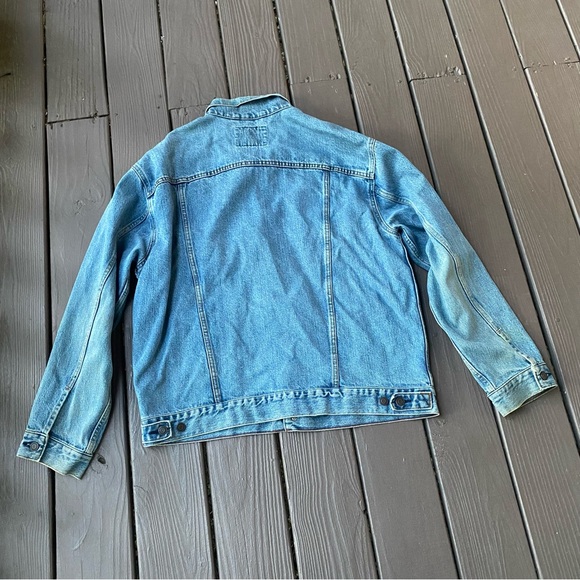 Levi Strauss Signature Mens XL Denim Trucker Jacket Blue Jean Biker Workwear - Picture 3 of 14